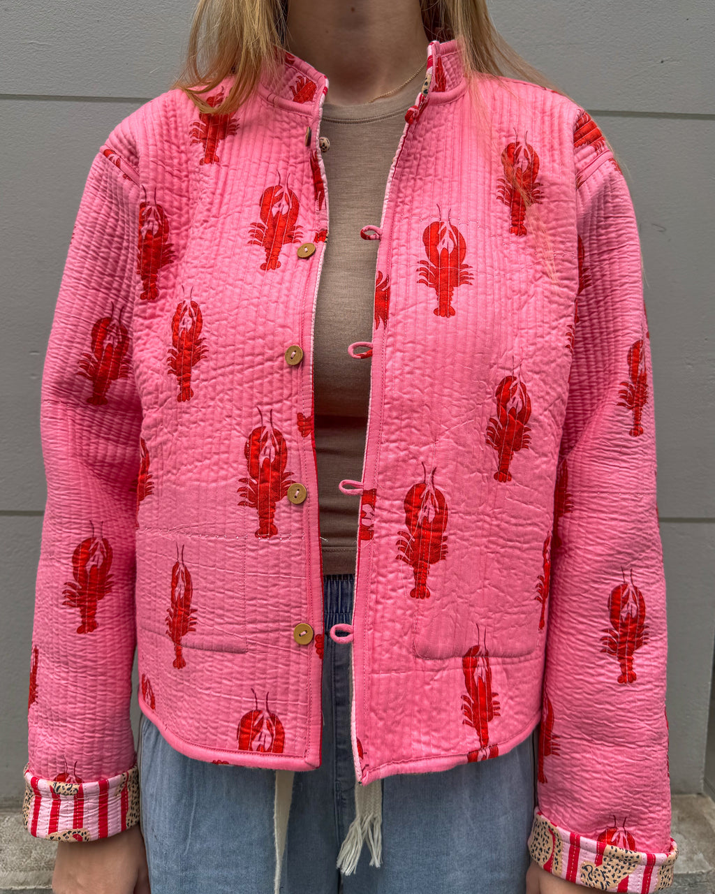 Veste Naya rayures rouges et roses tigre
