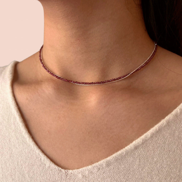 collier ras du cou argent rhodonite jolly jungle