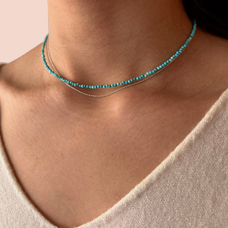 collier ras du cou argent turquoise jolly jungle